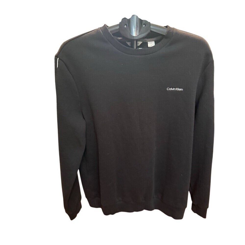 Calvin Klein Black Logo Crewneck Pullover Sweatshirt Large